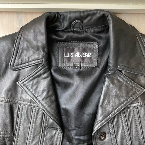Luis Alvear 100% Soft Leather Black Leather Jacket Coat w/Button Front Medium - Picture 5 of 9